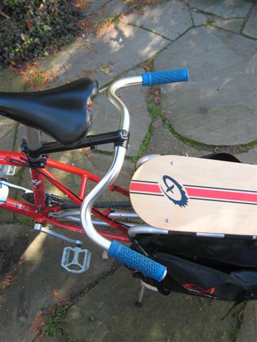 Nitto swept-back (Dove bar) on xtracycle in upside-down ‘moustache bar configuration. You can also run them “up.”